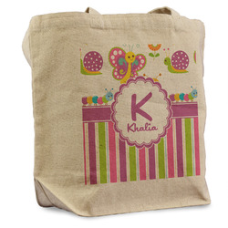 Butterflies & Stripes Reusable Cotton Grocery Bag (Personalized)