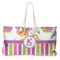 Butterflies & Stripes Large Rope Tote Bag - Front View