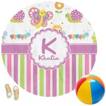 Butterflies & Stripes Round Beach Towel (Personalized)