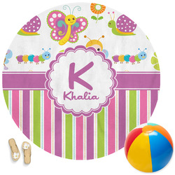 Butterflies & Stripes Round Beach Towel (Personalized)