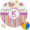 Butterflies & Stripes Round Beach Towel (Personalized)
