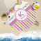 Butterflies & Stripes Round Beach Towel Lifestyle
