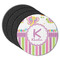 Butterflies & Stripes Round Coaster Rubber Back - Main