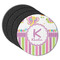 Butterflies & Stripes Round Rubber Backed Coasters - Set of 4 (Personalized)
