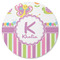 Butterflies & Stripes Round Coaster Rubber Back - Single