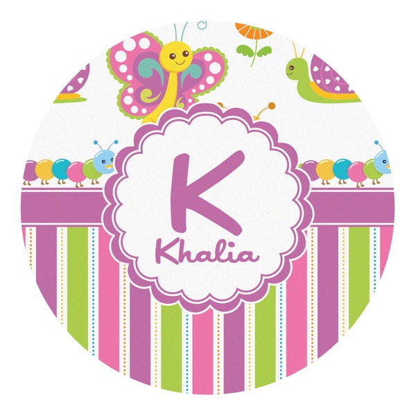 Custom Butterflies & Stripes Round Decal (Personalized)