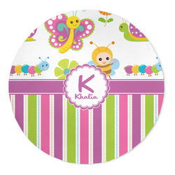 Butterflies & Stripes 5' Round Indoor Area Rug (Personalized)