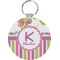 Butterflies & Stripes Round Plastic Keychain (Personalized)