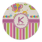 Butterflies & Stripes Round Linen Placemat - Single Sided (Personalized)