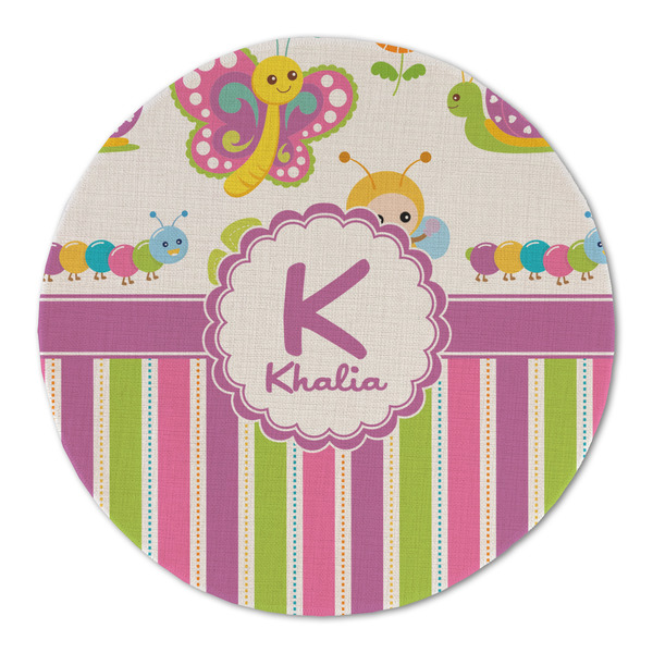 Custom Butterflies & Stripes Round Linen Placemat (Personalized)