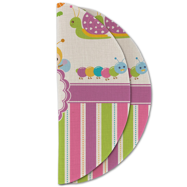 Butterflies & Stripes Round Linen Placemats - HALF FOLDED (double sided)