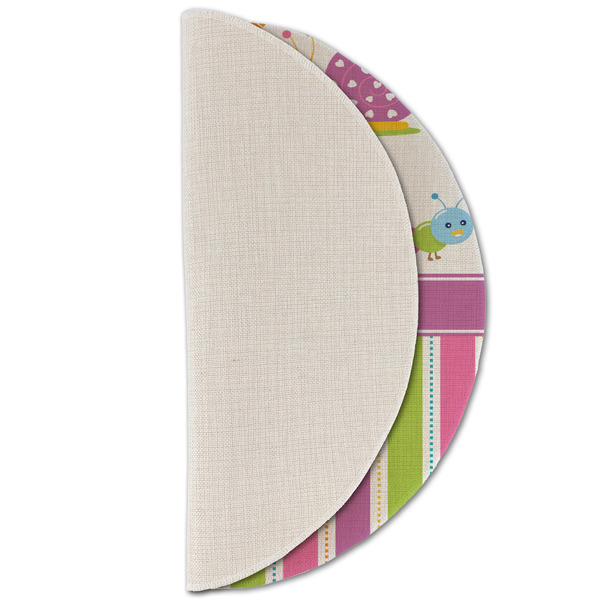 Butterflies & Stripes Round Linen Placemats - HALF FOLDED (single sided)
