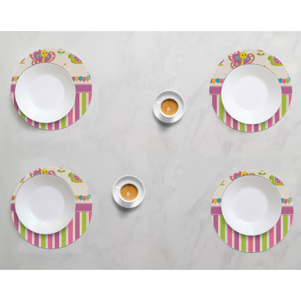 Butterflies & Stripes Round Linen Placemats - LIFESTYLE (set of 4)
