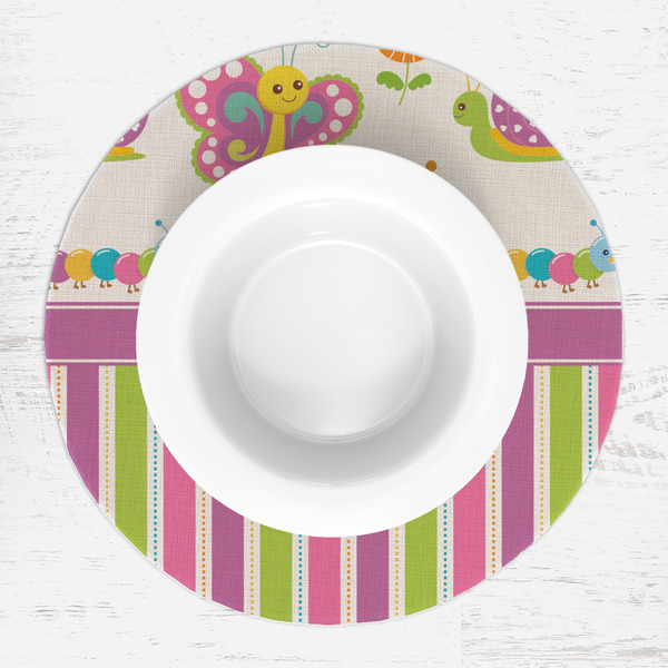 Butterflies & Stripes Round Linen Placemats - LIFESTYLE (single)