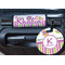 Butterflies & Stripes Round Luggage Tag & Handle Wrap - In Context