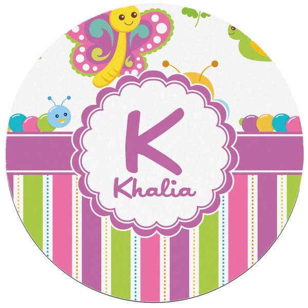 Butterflies & Stripes Round Mousepad - APPROVAL