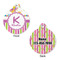 Butterflies & Stripes Round Pet Tag - Front & Back