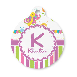 Butterflies & Stripes Round Pet ID Tag - Small (Personalized)