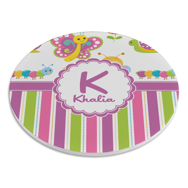 Butterflies & Stripes Round Stone Trivet - Angle View