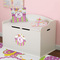 Butterflies & Stripes Round Wall Decal on Toy Chest