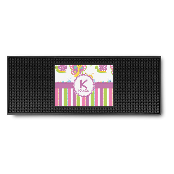 Custom Butterflies & Stripes Rubber Bar Mat (Personalized)