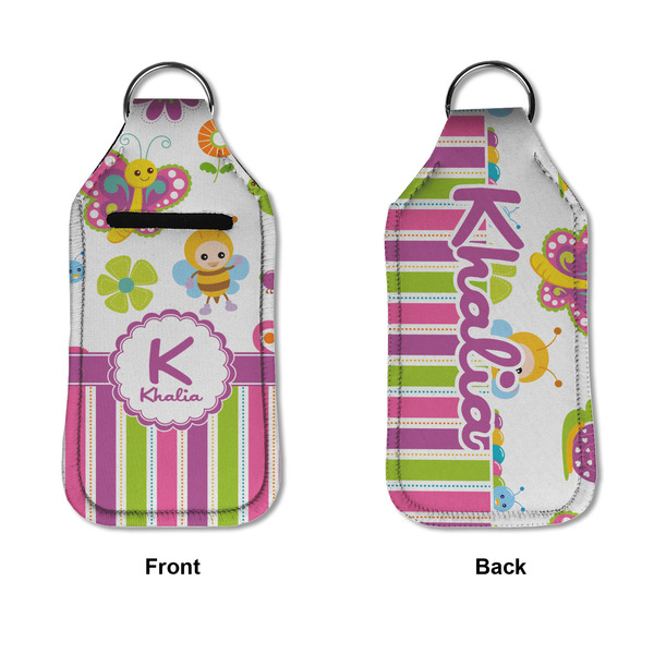 Butterflies & Stripes Sanitizer Holder Keychain - Large APPROVAL (Flat)