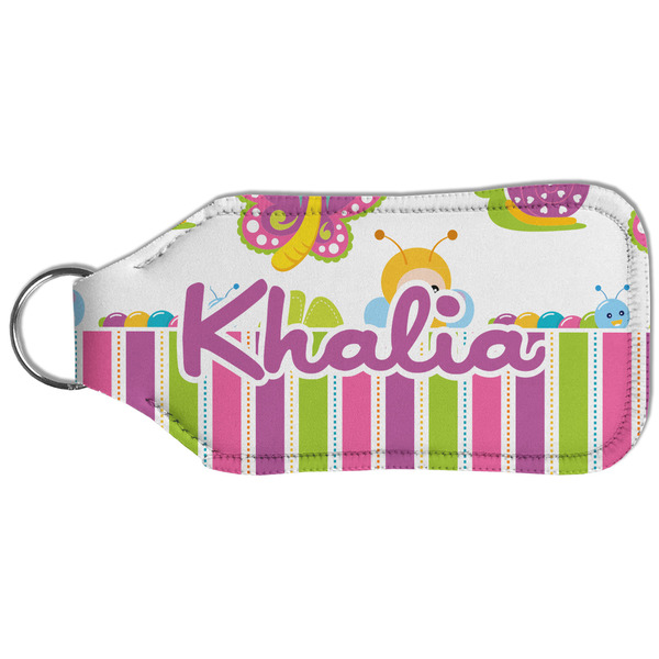 Butterflies & Stripes Sanitizer Holder Keychain - Large (Back)