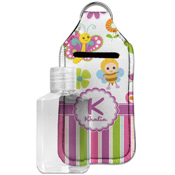 Butterflies & Stripes Hand Sanitizer & Keychain Holder - Large (Personalized)