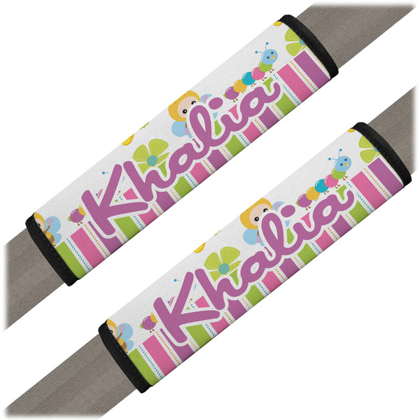 Custom Butterflies & Stripes Seat Belt Covers (Set of 2) (Personalized)