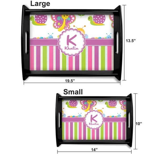 Butterflies & Stripes Serving Tray Black Sizes