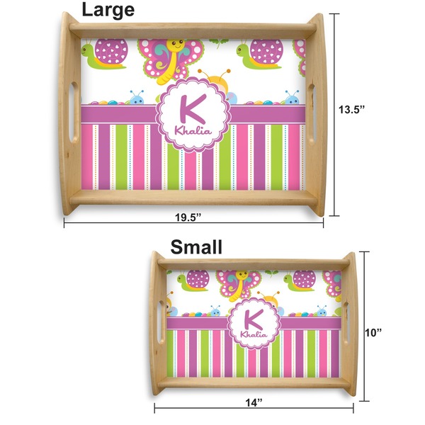 Butterflies & Stripes Serving Tray Wood Sizes
