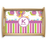 Butterflies & Stripes Natural Wooden Tray - Small (Personalized)