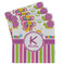 Butterflies & Stripes Absorbent Stone Coasters - Set of 4 (Personalized)