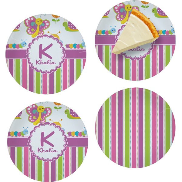 Butterflies & Stripes Set of Appetizer / Dessert Plates