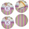 Butterflies & Stripes Set of 4 Glass Appetizer / Dessert Plate 8" (Personalized)