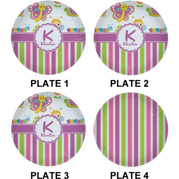Butterflies & Stripes Set of Lunch / Dinner Plates (Approval)