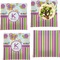 Butterflies & Stripes Set of 4 Glass Square Lunch / Dinner Plate 9.5" (Personalized)
