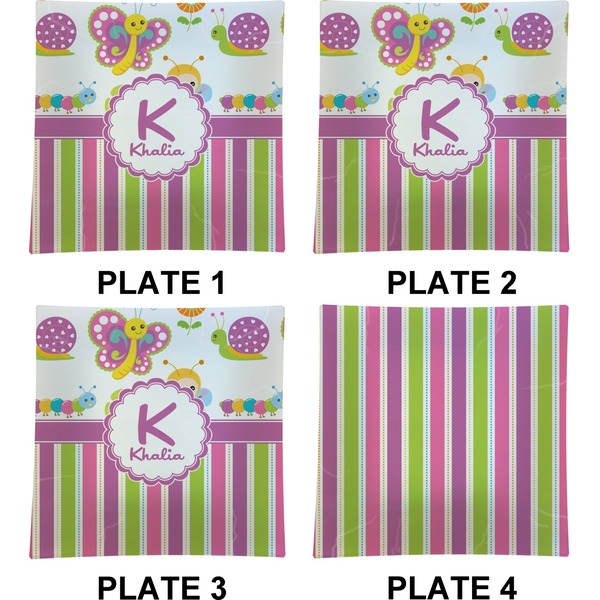 Butterflies & Stripes Set of Square Dinner Plates (Approval)