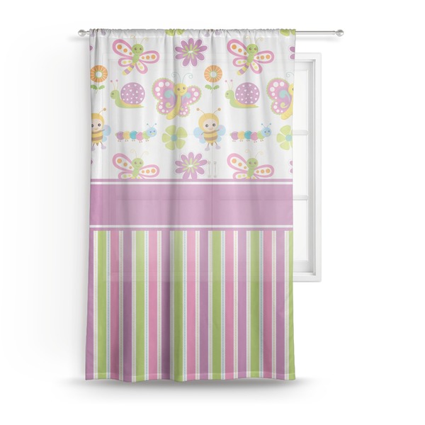 Custom Butterflies & Stripes Sheer Curtain
