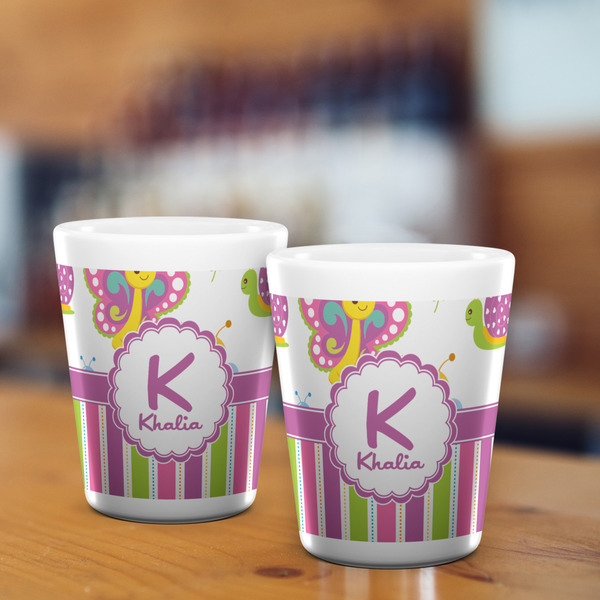 Butterflies & Stripes Shot Glass - White - LIFESTYLE