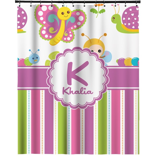 Custom Butterflies & Stripes Extra Long Shower Curtain - 70"x84" (Personalized)