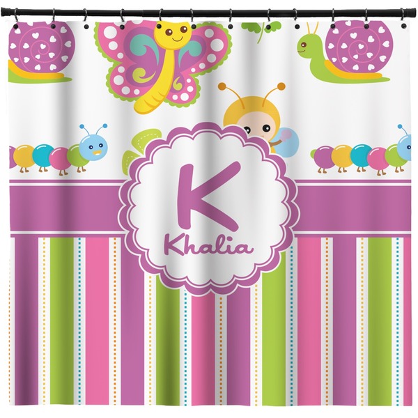 Custom Butterflies & Stripes Shower Curtain - 71" x 74" (Personalized)