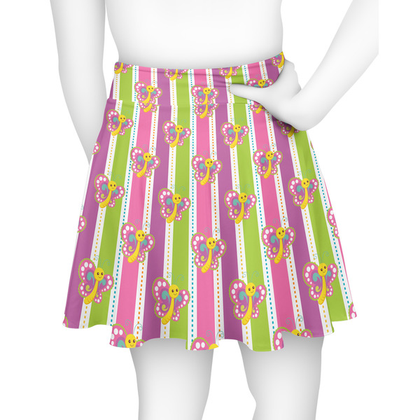 Butterflies & Stripes Skater Skirt - Back