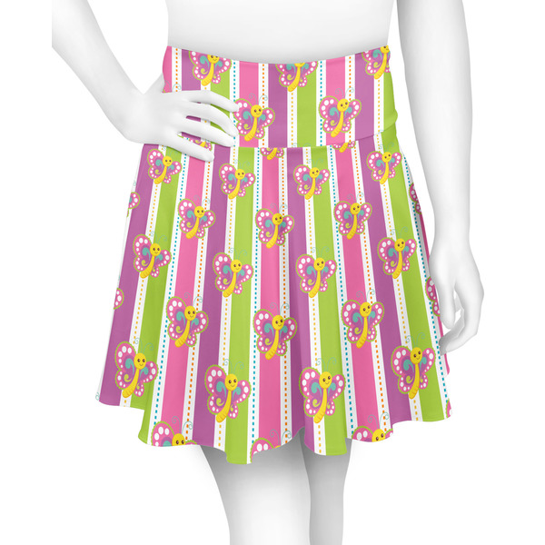 Custom Butterflies & Stripes Skater Skirt - 2X Large