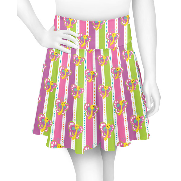 Custom Butterflies & Stripes Skater Skirt - X Large