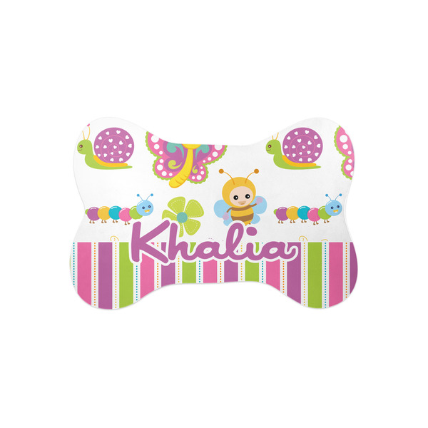 Custom Butterflies & Stripes Bone Shaped Dog Food Mat (Small) (Personalized)