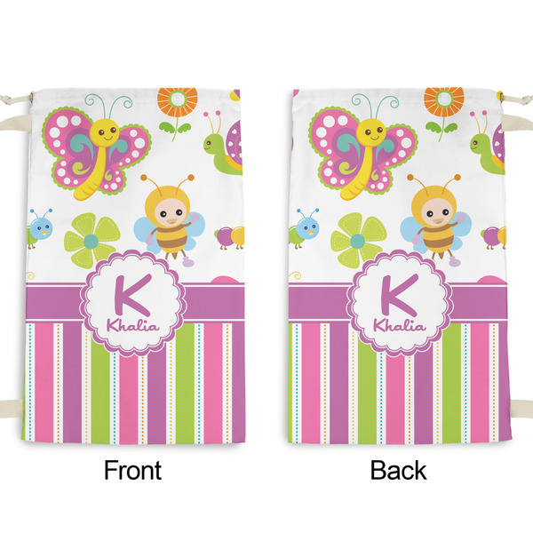 Butterflies & Stripes Small Laundry Bag - Front & Back View