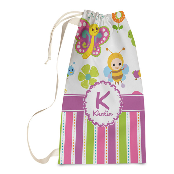 Custom Butterflies & Stripes Laundry Bags - Small (Personalized)