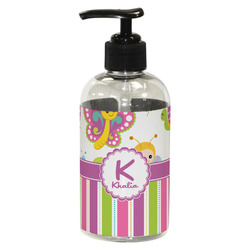 Butterflies & Stripes Plastic Soap / Lotion Dispenser (8 oz - Small - Black) (Personalized)