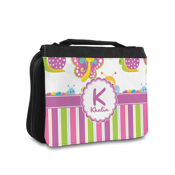 Custom Butterflies & Stripes Toiletry Bag - Small (Personalized)